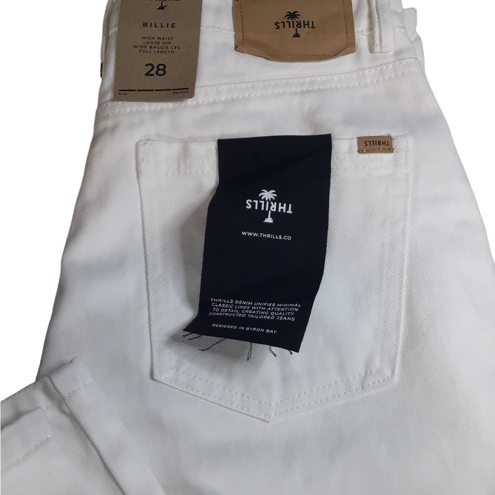 Thrills Womens High Rise Wide Leg Jeans in White